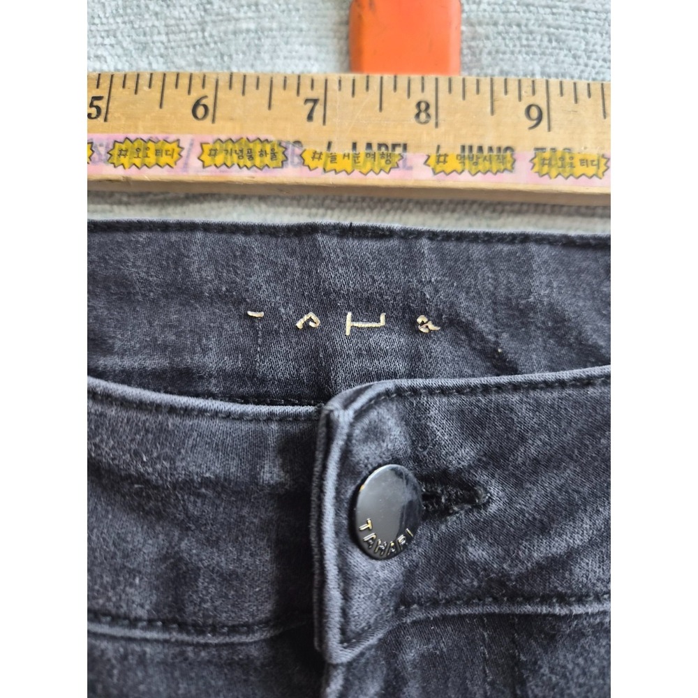 Tahari Jeans Womens 8/29 Black Denim Dark Wash Cotton Stretch Tapered Leg Logo - Picture 6 of 12